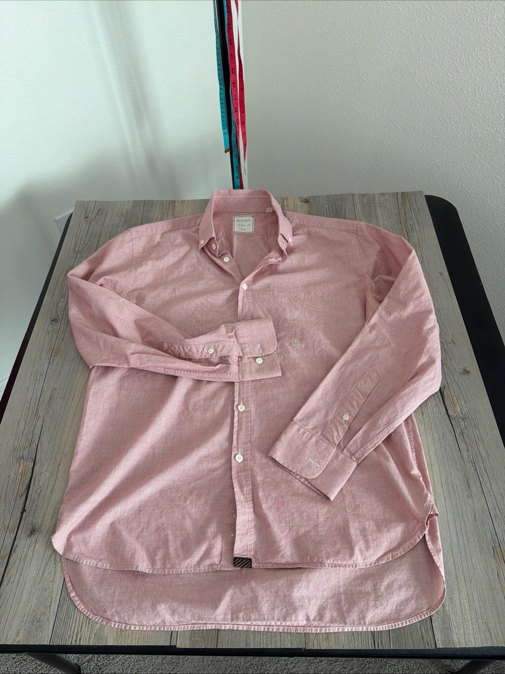 Billy Reid Mens High End Luxury Contemporary Button Shirt Slim Cut Large